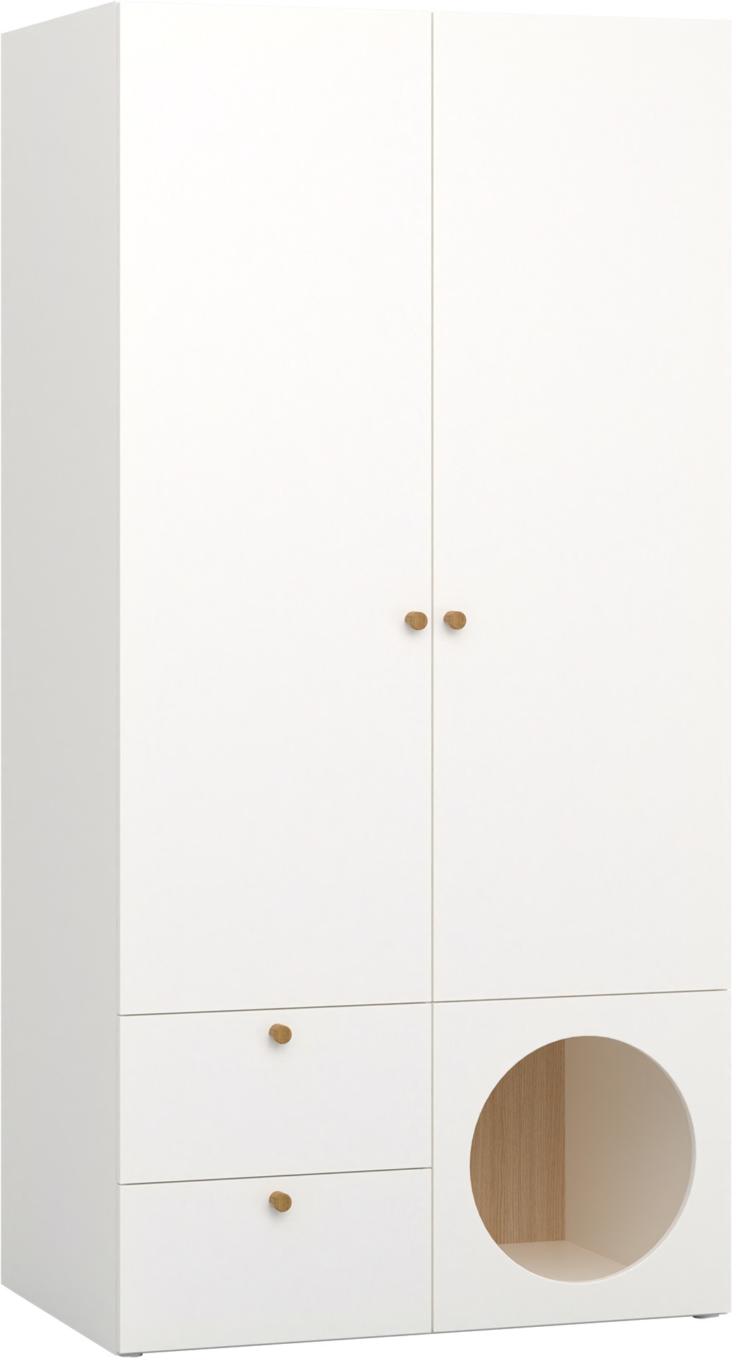 Kleiderschrank 2-Türig mit Schubladen Lochdesign RELI