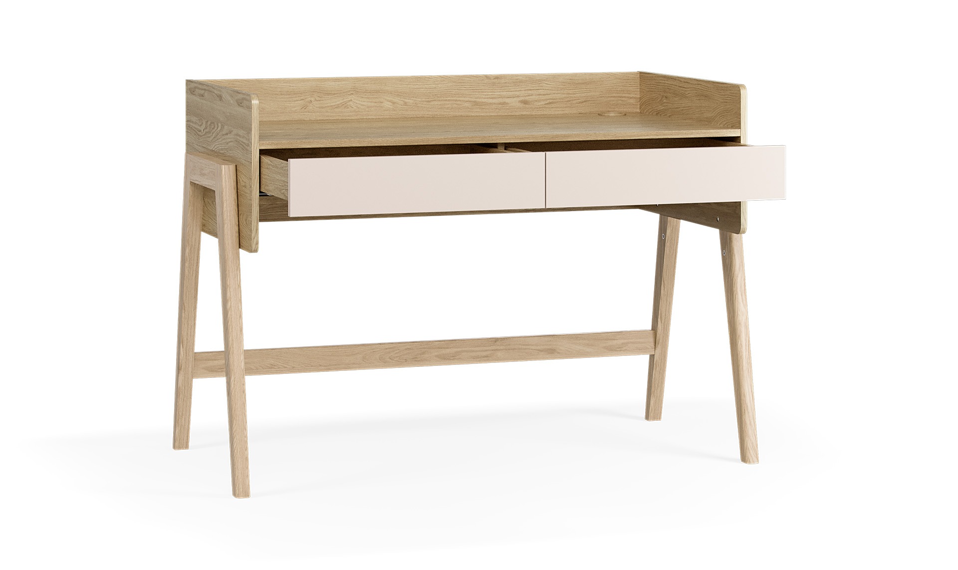 Schreibtisch_Kinderzimmer_Muve_120_höhenverstellbar_beige_Schubladen_offen