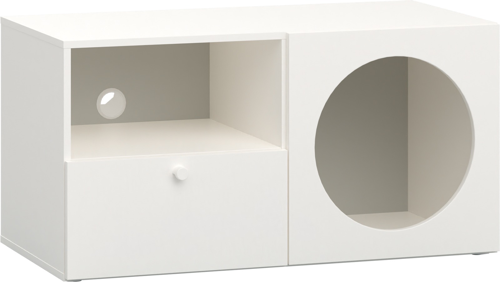 TV Schrank mit Lochdesign RELI Alabasterweiß - grau