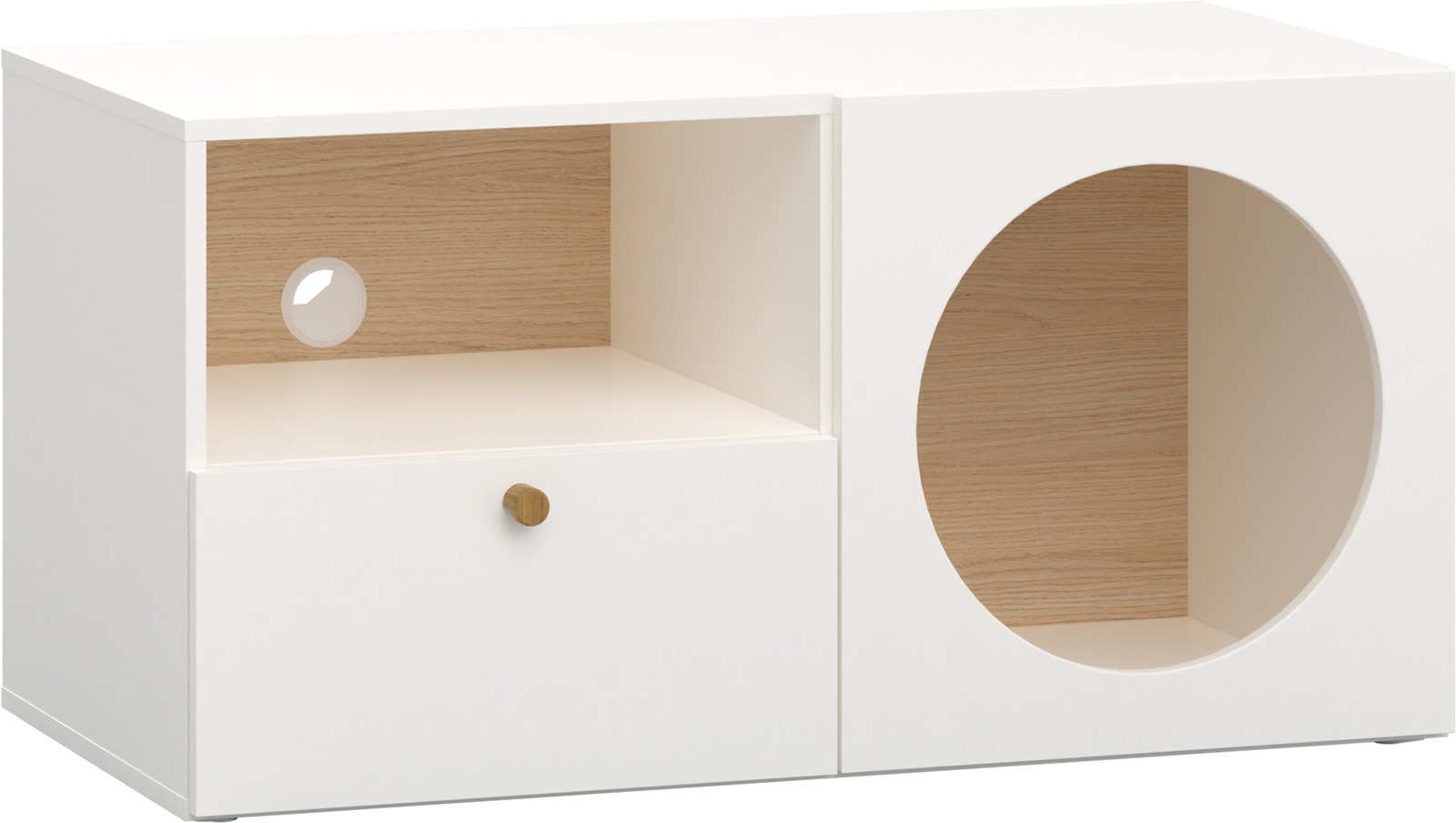 TV Schrank mit Lochdesign RELI Alabasterweiß - grau