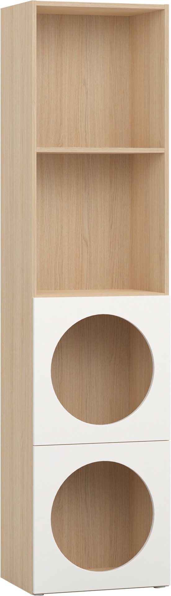 Bücherregal halb offen mit 2 Türen Lochdesign RELI