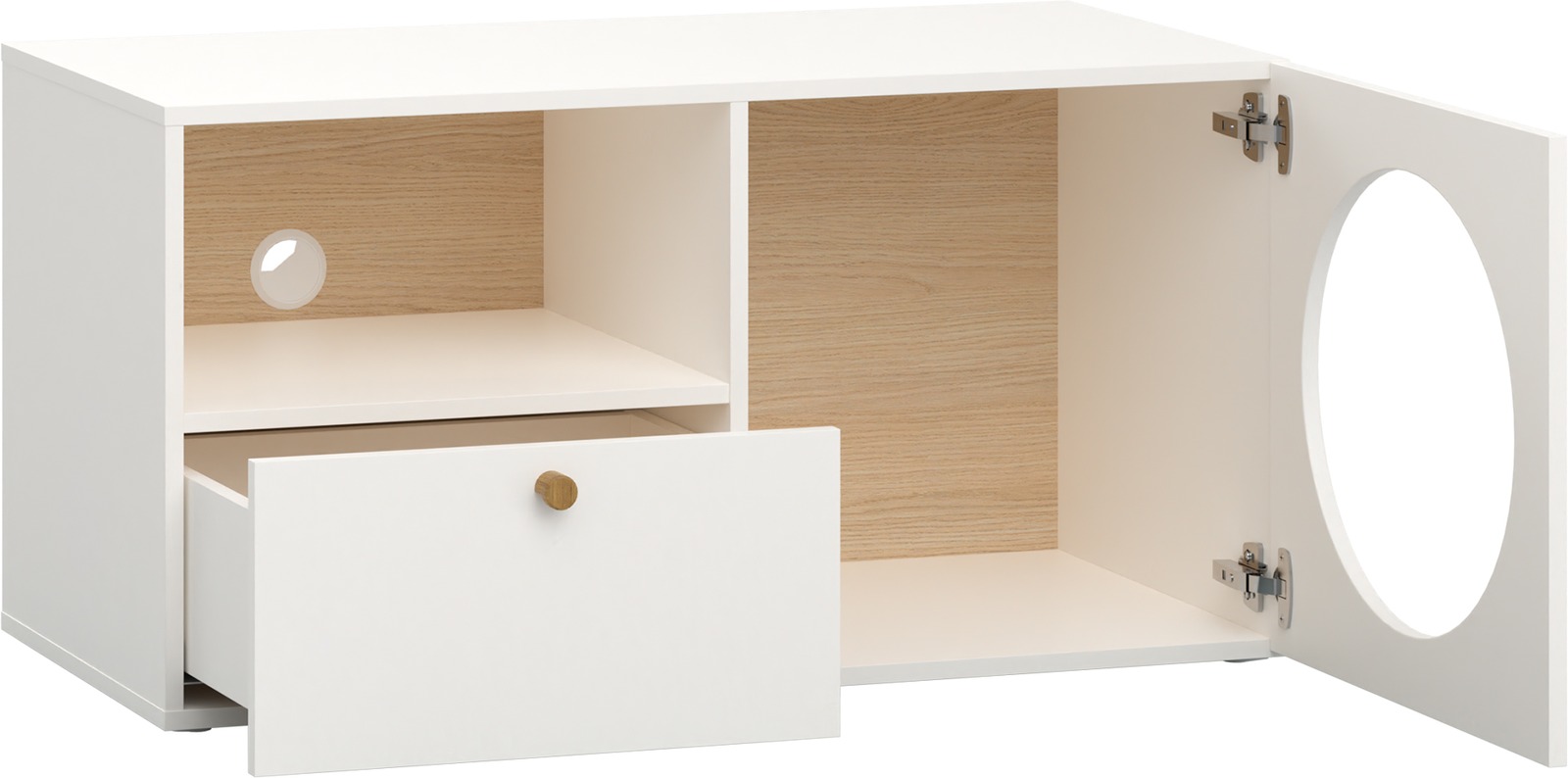 TV Schrank mit Lochdesign RELI Alabasterweiß - grau