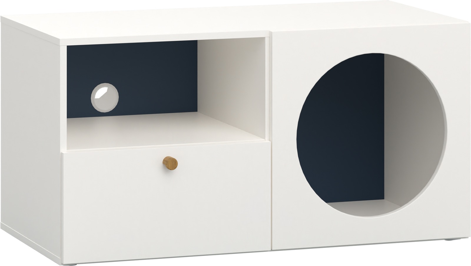 TV Schrank mit Lochdesign RELI Alabasterweiß - grau