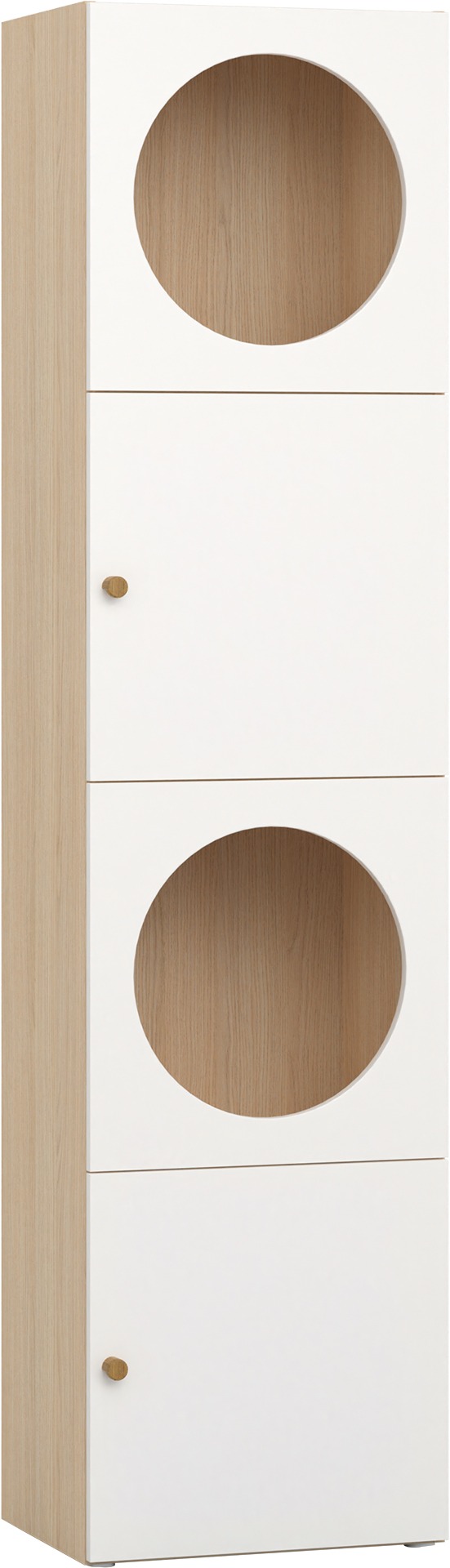 Bücherregal schmal mit 4 Türen Lochdesign RELI