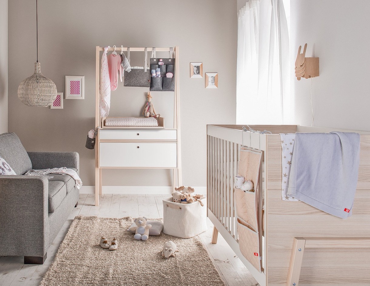 Babyzimmer komplett SET2 mitwachsend weiß/akazie Spot