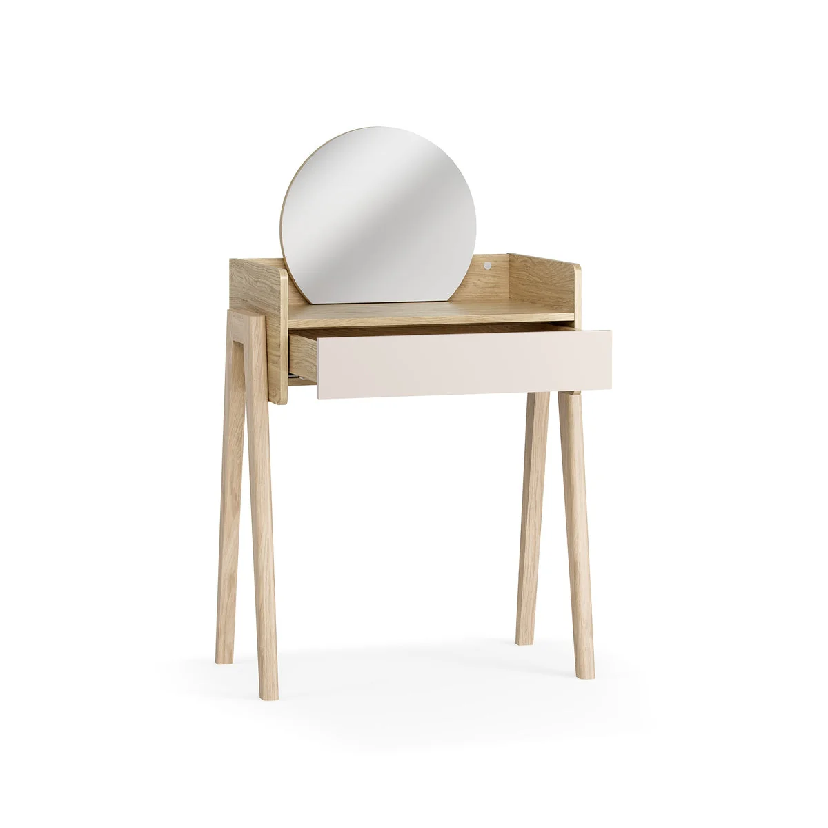 Schminktisch Kinderzimmer mit Spiegel MUVE beige Schublade offen