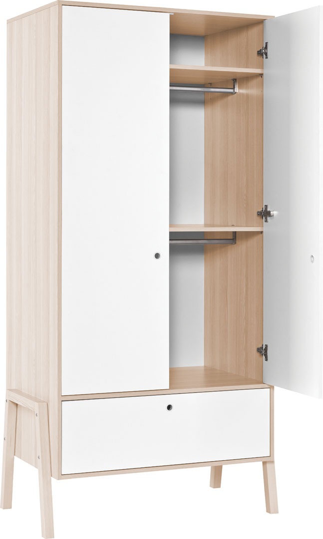 Kleiderschrank Kinderzimmer 2-türiger weiß/akazie Spot