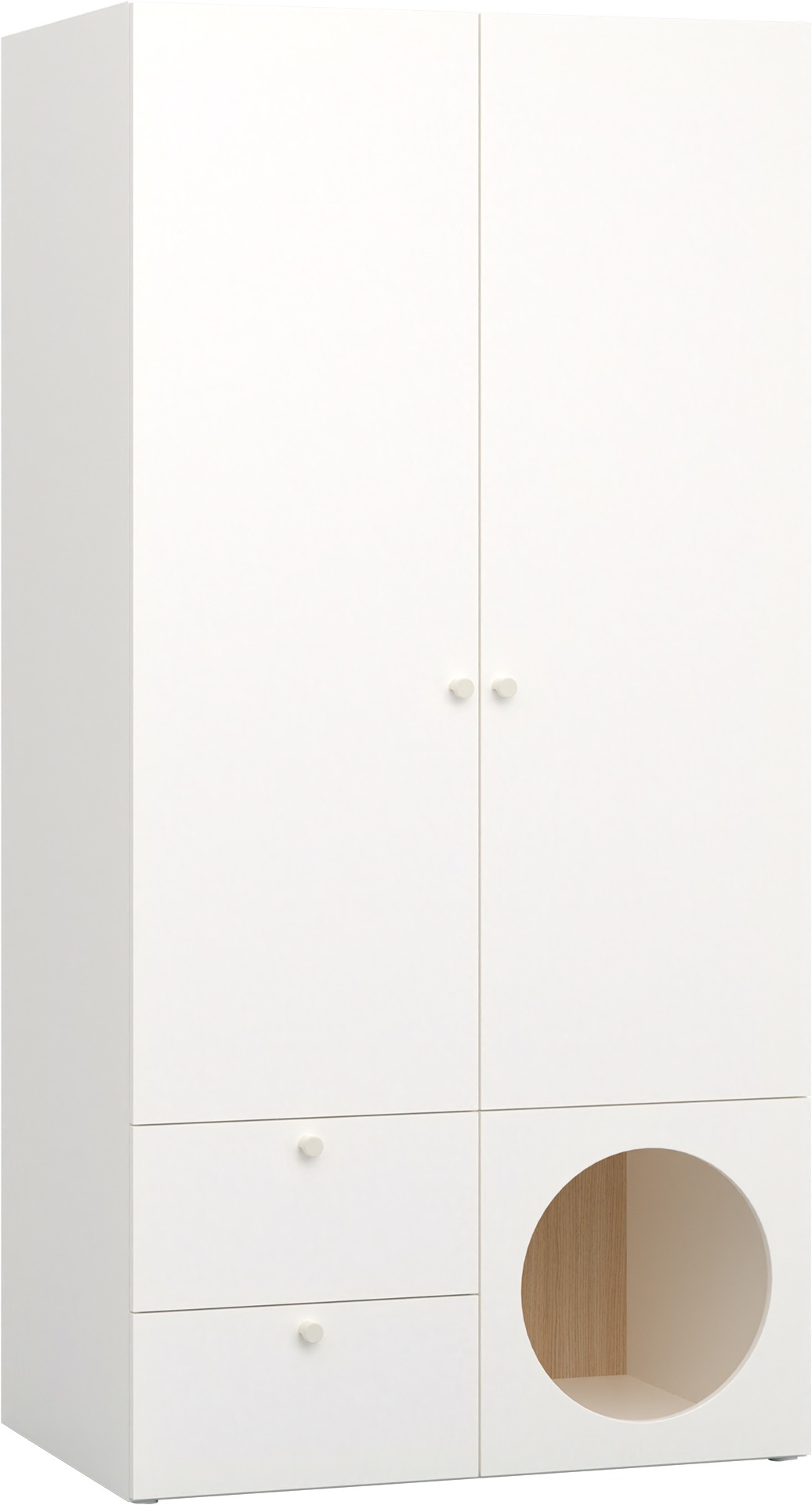 Kleiderschrank 2-Türig mit Schubladen Lochdesign RELI