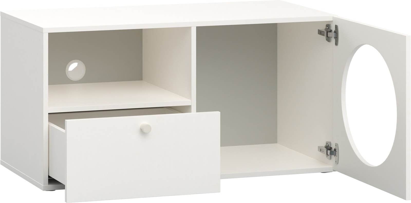 TV Schrank mit Lochdesign RELI Alabasterweiß - grau