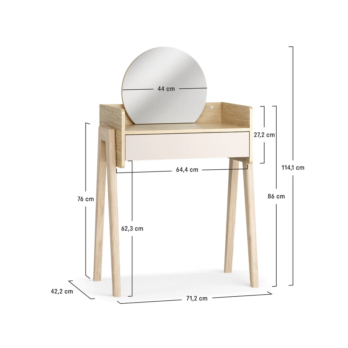 Schminktisch Kinderzimmer mit Spiegel MUVE beige masse
